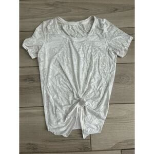 Lululemon Tee Shirt Floral Print White Floral Burn Out M BZ